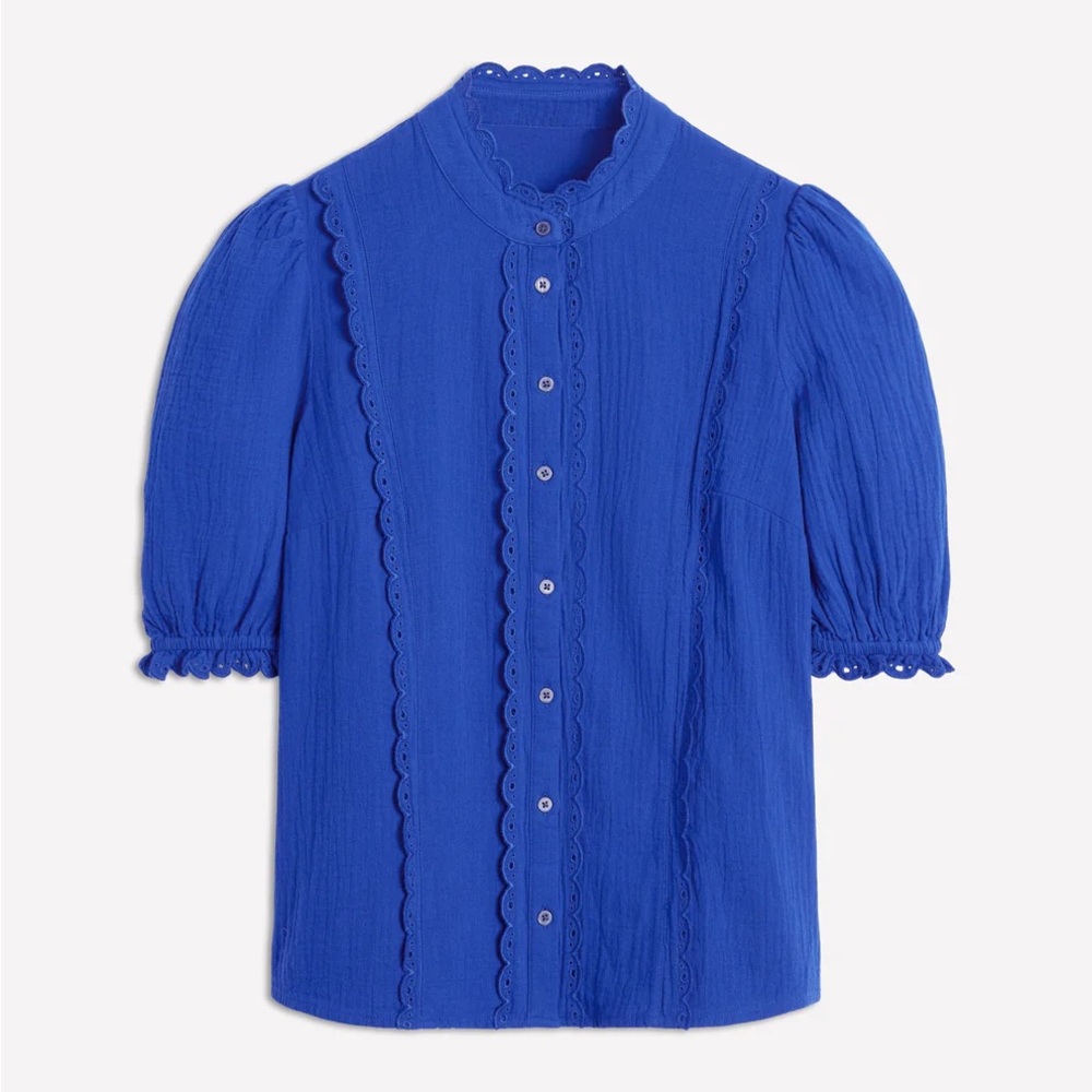 Boden Scallop Double Cloth Top